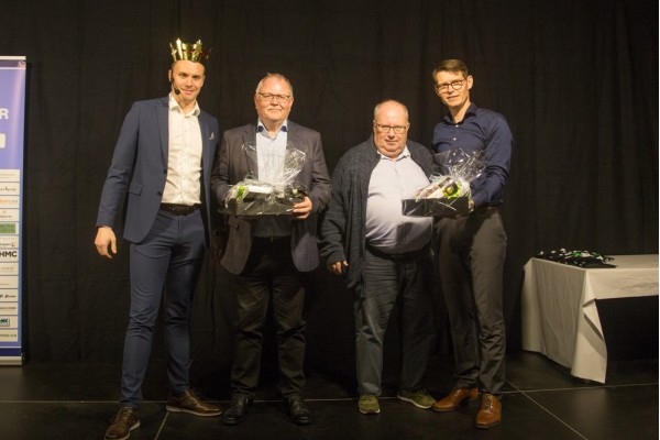 Sparekassen Danmark Guldprisen 2024. Fra venstre Christian Sørensen, Ejnar sønder, Jens Peter Axelsen og René Christensen